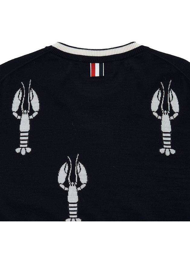 Lobster Merino Crew Neck Knit Top Navy - THOM BROWNE - BALAAN 9