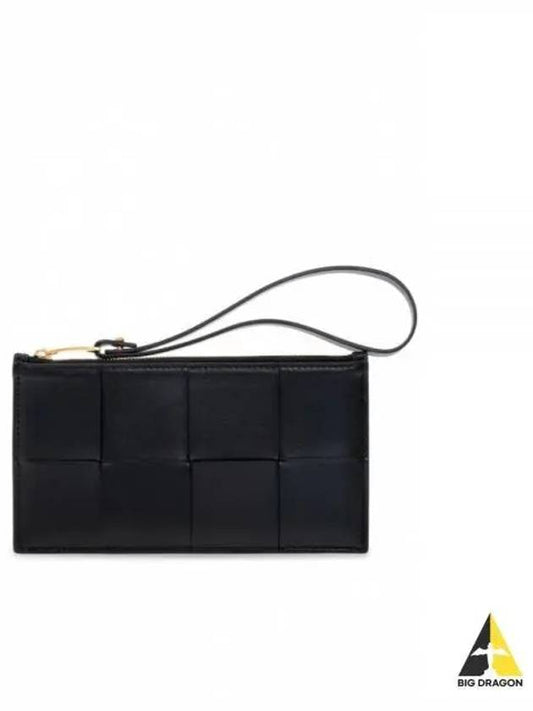 Intrecciato Weaving Gold Zipper Strap Bill Clutch Bag Black - BOTTEGA VENETA - BALAAN 2