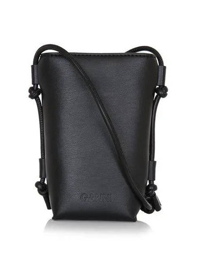 Bou Logo Leather Cross Bag Black - GANNI - BALAAN 2