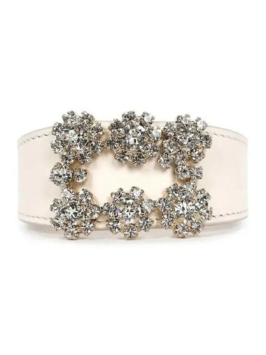 Women's Flower Strass Buckle Bracelet White - ROGER VIVIER - BALAAN 1