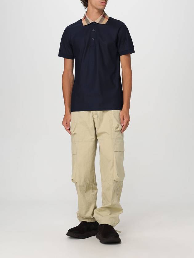 Check Collar Cotton Polo Shirt Navy - BURBERRY - BALAAN 3