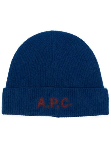 Harry Logo Print Wool Beanie Dark Blue - A.P.C. - BALAAN 1