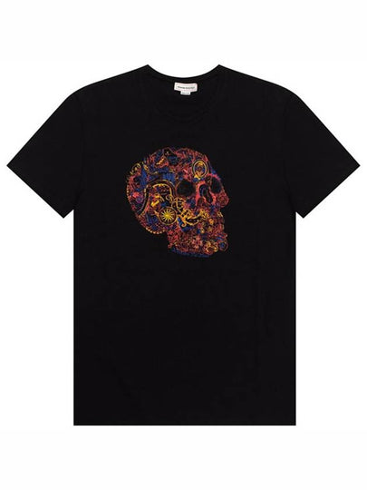 Skull Skull Printing Short Sleeve T-Shirt Black - ALEXANDER MCQUEEN - BALAAN 2