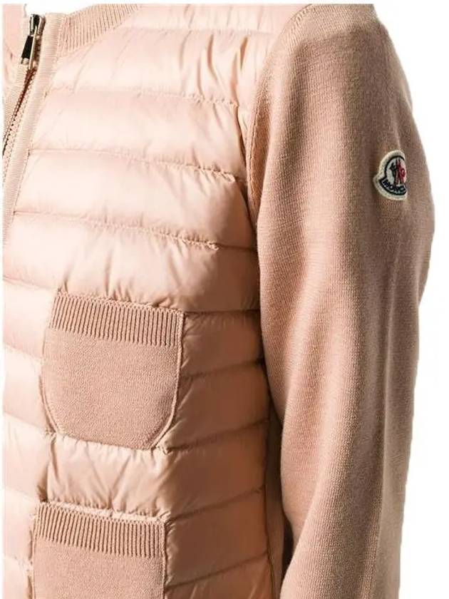 Women's Logo Patch 4 Pocket Arm Logo Cardigan Padded Light Pink - MONCLER - BALAAN 4