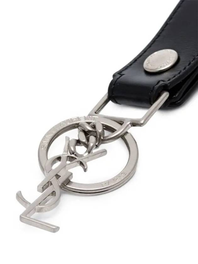 Monogram Leather Key Holder Black Silver - SAINT LAURENT - BALAAN 4