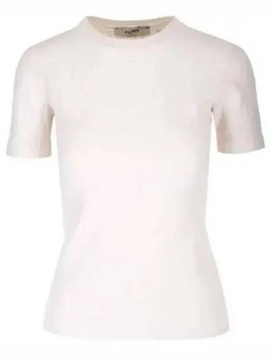 FF Viscose Short Sleeve Knit Top White - FENDI - BALAAN 2