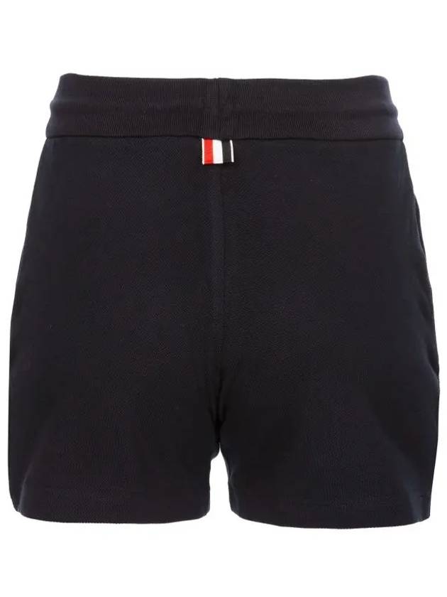 Women's Pique Stripe Rib Gusset Shorts Navy - THOM BROWNE - BALAAN 3