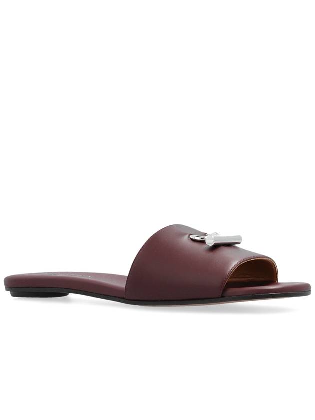 Alexander McQueen Leather Slides, Women's, Burgundy - ALEXANDER MCQUEEN - BALAAN 4