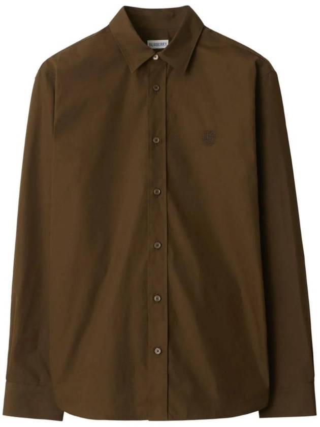 Embroidered Logo Long Sleeve Shirt Bramble - BURBERRY - BALAAN 1