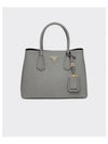 Saffiano Leather Small Double Bag Slate Black - PRADA - BALAAN 2