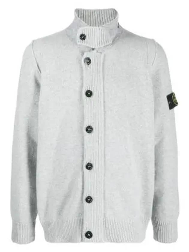 Lambswool Knit Cardigan Grey Melange - STONE ISLAND - BALAAN 2