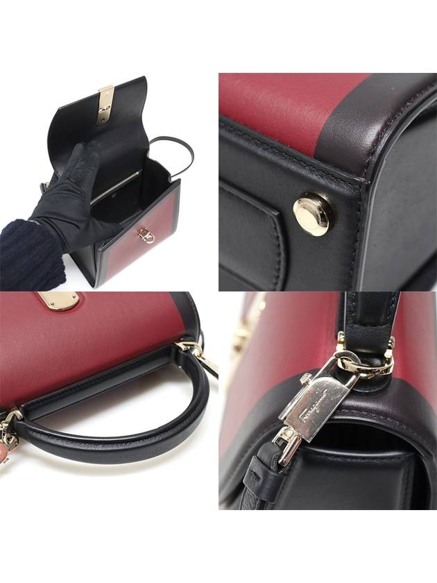 21 H918 Two tone calfskin gold Gancini top handle boxy bag 2WAY - SALVATORE FERRAGAMO - BALAAN 6