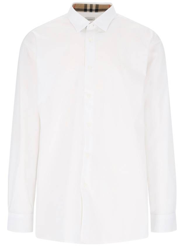 Plain Cotton Long Sleeve Shirt White - BURBERRY - BALAAN 2