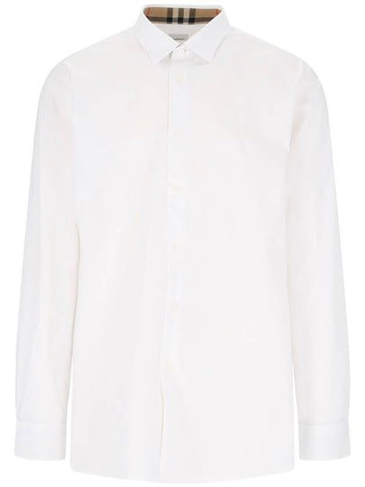 Plain Cotton Long Sleeve Shirt White - BURBERRY - BALAAN 2