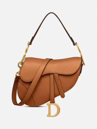 Saddle Grained Calfskin Shoulder Bag Golden - DIOR - BALAAN 2