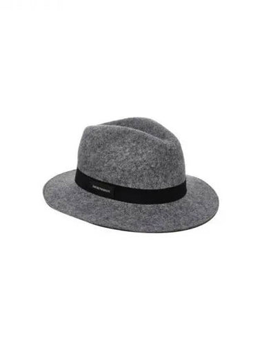 Women s Logo Label Ribbon Wool Fedora Hat Melange Gray 271569 - EMPORIO ARMANI - BALAAN 1