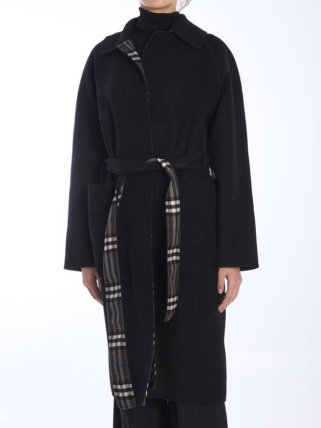 Check Reversible Tunbridge Wrap Wool Single Coat Black - BURBERRY - BALAAN 3