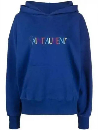 Women's Logo Hoodie Blue - SAINT LAURENT - BALAAN 2