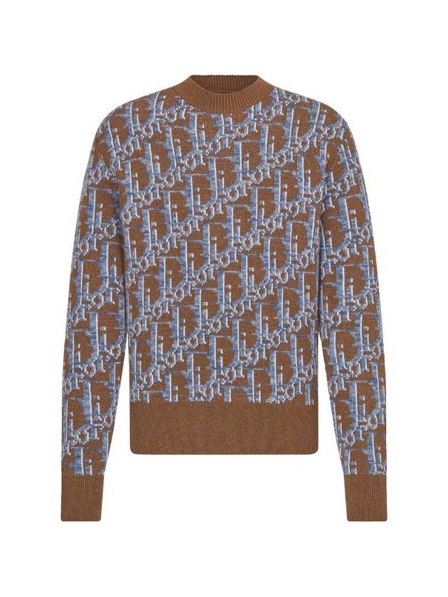 Oblique Wool Jacquard Knit Top Blue Brown - DIOR - BALAAN 1