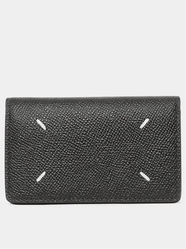 Stitched Leather Card Wallet Black - MAISON MARGIELA - BALAAN 2