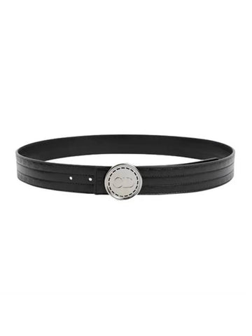 CD Circle Buckle Belt Black 4302RUVDQ - DIOR - BALAAN.