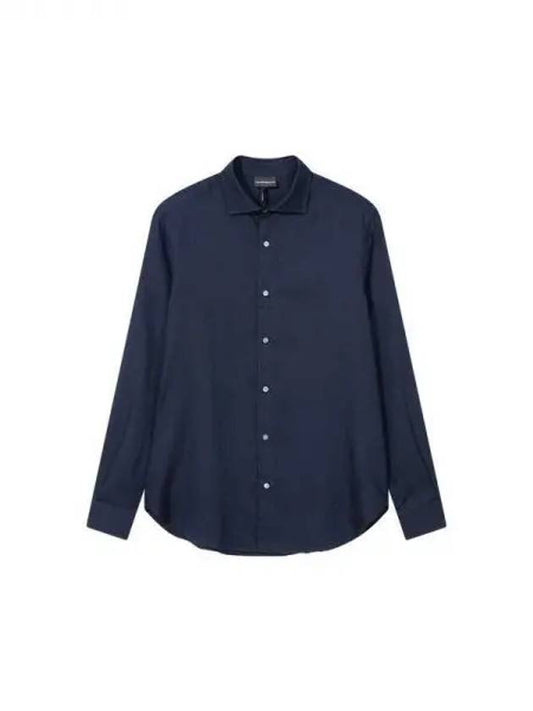 Men s diagonal logo regular fit shirt navy 270524 - EMPORIO ARMANI - BALAAN 1