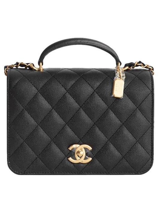 Women's Top Handle Mini Chain Caviar Cross Bag Black - CHANEL - BALAAN 1