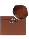 V Logo Signature Leather Card Wallet Brown - VALENTINO - BALAAN 3