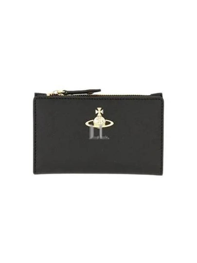 ORB Logo Saffiano Card Wallet Black - VIVIENNE WESTWOOD - BALAAN 2