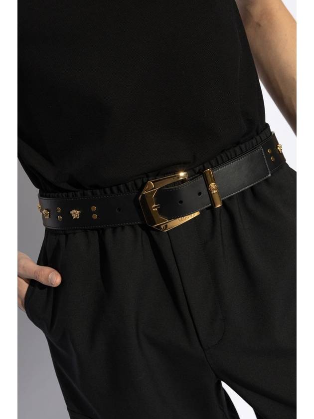 Versace Leather Belt With Appliqués, Men's, Black - VERSACE - BALAAN 2