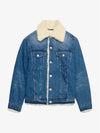 Fake Fur Trucker Denim Jacket Vintage Blue - AMI - BALAAN 3