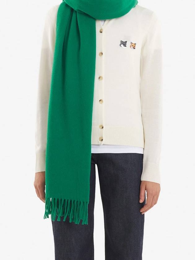 Double Fox Head Patch Round Neck Cardigan Ecru - MAISON KITSUNE - BALAAN 4