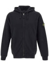 Logo Cotton Zip-Up Hoodie Black - STONE ISLAND - BALAAN 2