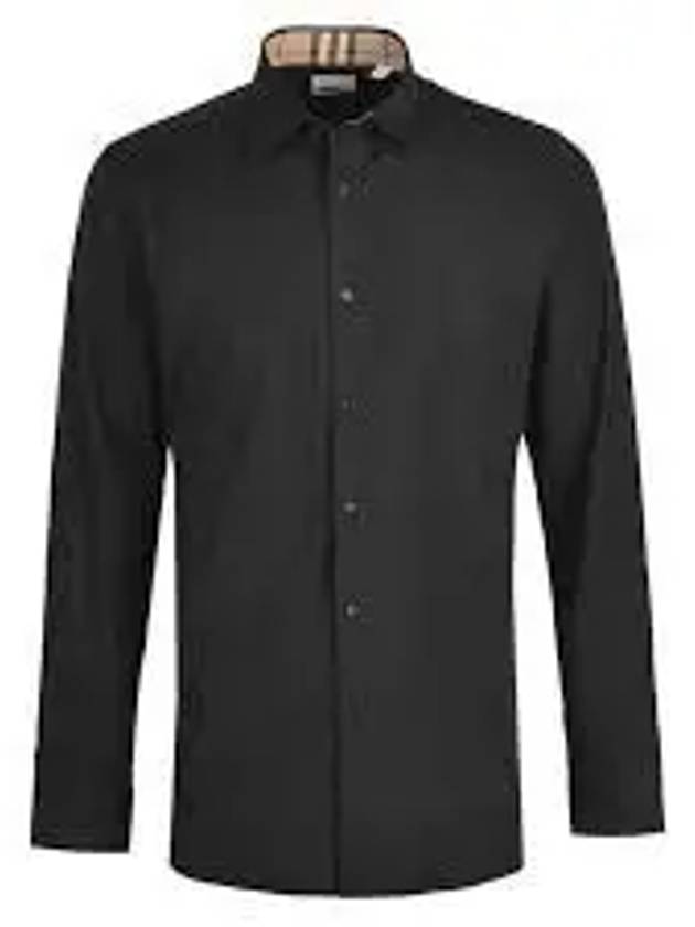 Embroidered EKD Stretch Cotton Long Sleeve Shirt Black - BURBERRY - BALAAN 2