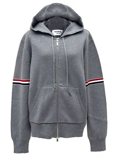 Cotton Milano Armband Zip Up Hoodie Light Grey - THOM BROWNE - BALAAN 2