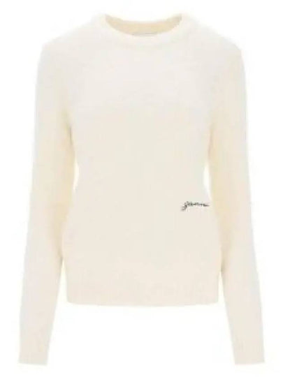 Alpaca Wool Blend Knit Top White - GANNI - BALAAN 2