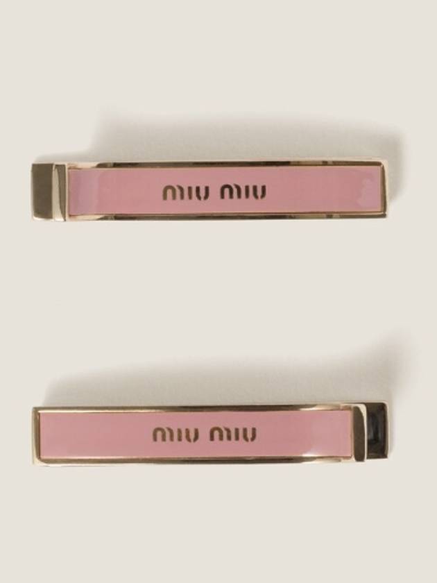 Engraved Logo Hair Pin Set Orchid Pink - MIU MIU - BALAAN 3