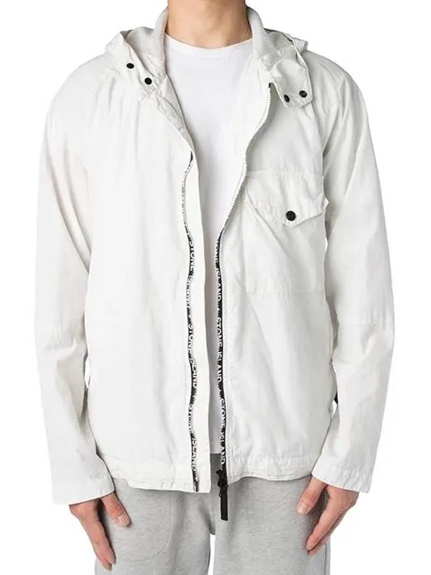 Logo Zipper Cupro Nylon Hooded Jacket White - STONE ISLAND - BALAAN 3