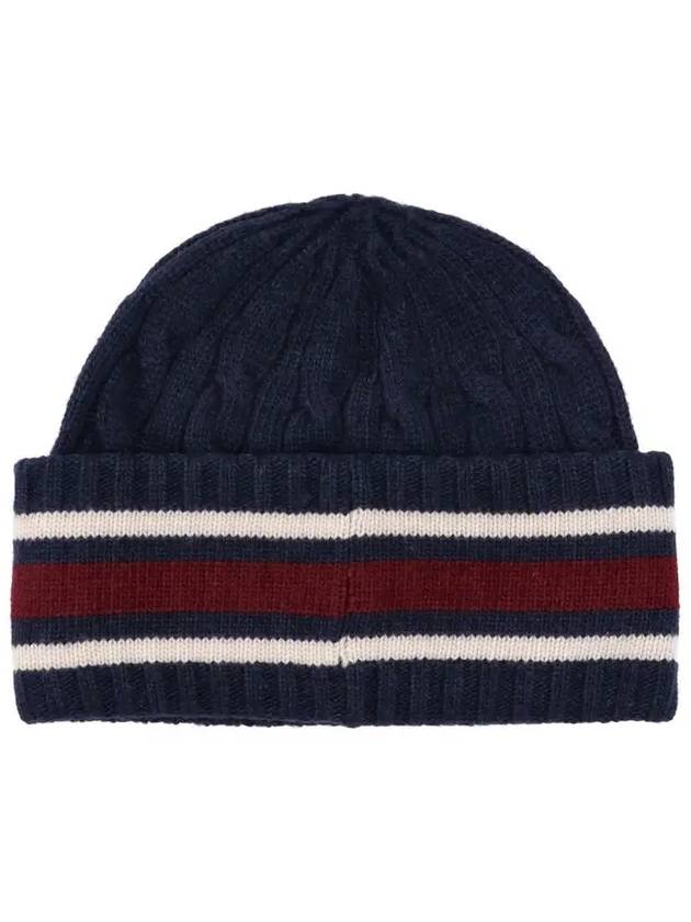 Bear Stripe Detail Beanie Navy - POLO RALPH LAUREN - BALAAN 4