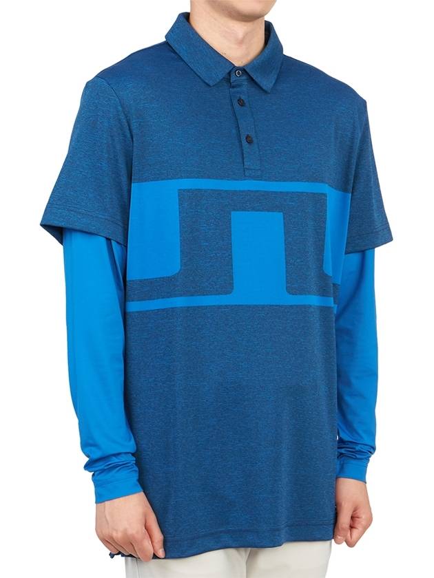 Men's Leon Regular Fit Long Sleeve Polo Shirt Blue - J.LINDEBERG - BALAAN 4