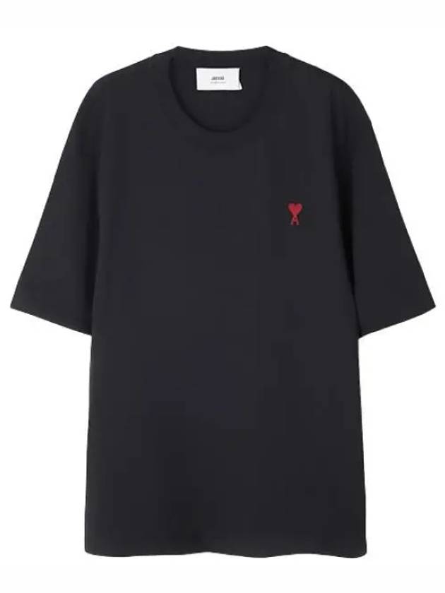 Small Heart Logo Boxy Fit Short Sleeve T-Shirt Black - AMI - BALAAN 2