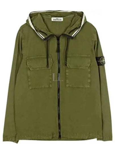 Wappen Patch Old Treatment Hooded Zip Up Olive Green - STONE ISLAND - BALAAN 2