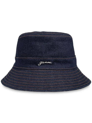 Denim Bucket Hat Black - GANNI - BALAAN 1