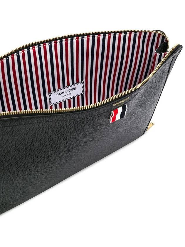 Three Stripes Tab Pebble Document Folio Clutch Bag Black - THOM BROWNE - BALAAN 5