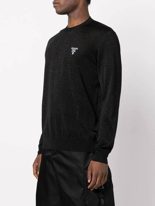 Logo Silk Knit Top Black - PRADA - BALAAN 4