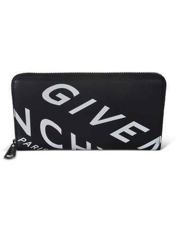 Reflect Logo Print Zipper Long Wallet Black - GIVENCHY - BALAAN.