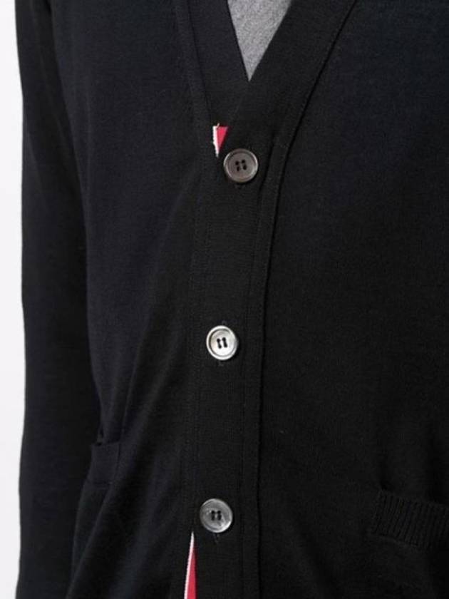 Men's Sustainable Classic Diagonal Wool Cardigan Black - THOM BROWNE - BALAAN 6