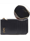 Monogram Leather Gold Zipper Card Wallet Black - SAINT LAURENT - BALAAN 2