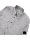 Men's Cavardine Wappen Button Long Sleeve Shirt Grey - CP COMPANY - BALAAN 4