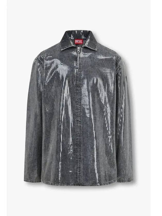 Men s Square Sequin Over Denim Shirt Charcoal - DIESEL - BALAAN 1